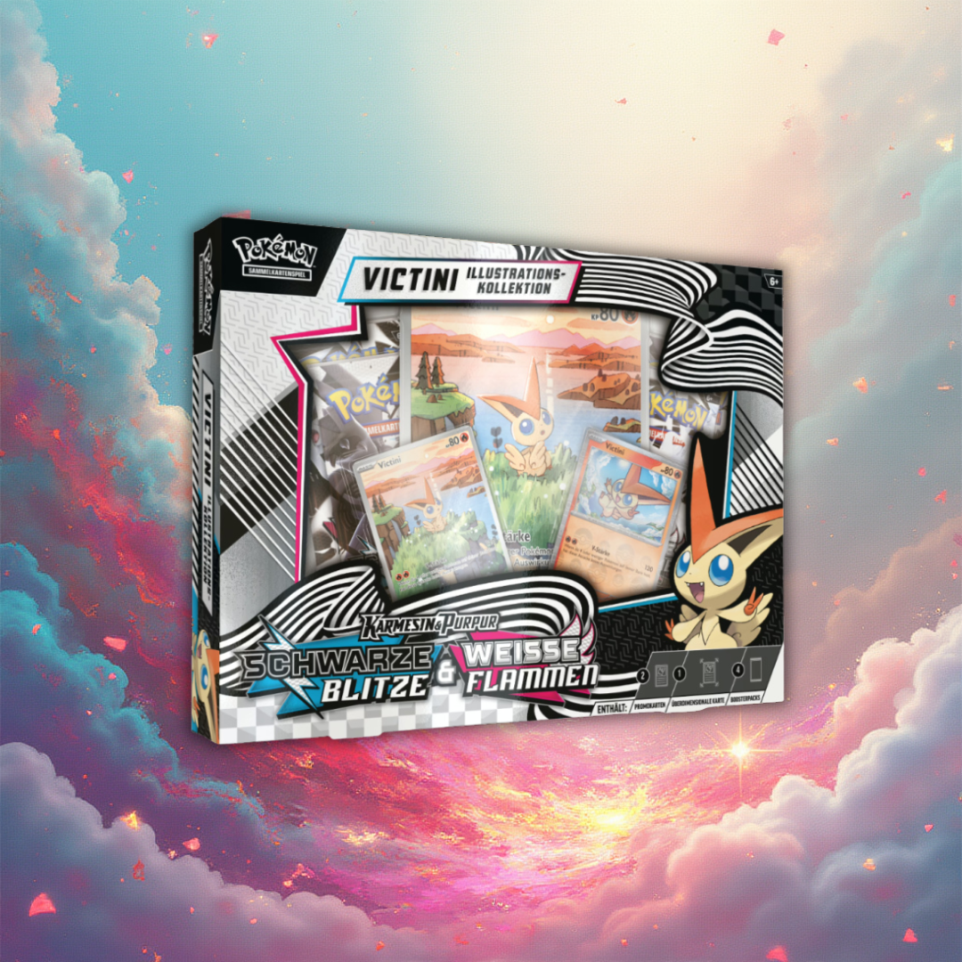 Schwarze Blitze & Weisse Flammen Victini Illustrations-Kollektion - Deutsch
